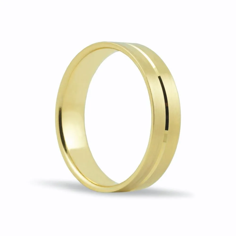 Alianza de oro 18k de 5 mm acabado mate y hendidura central