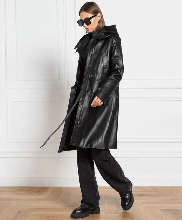 Be Florence Black leather cloak