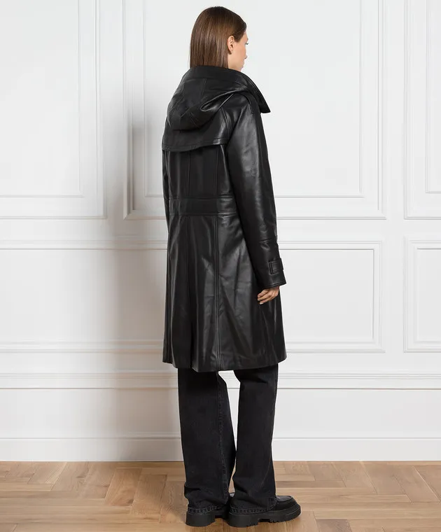 Be Florence Black leather cloak