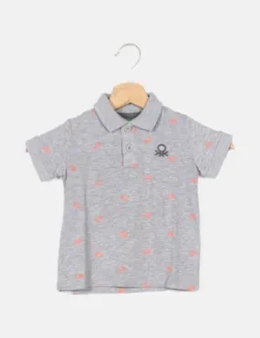 Benetton Polo gris estampado