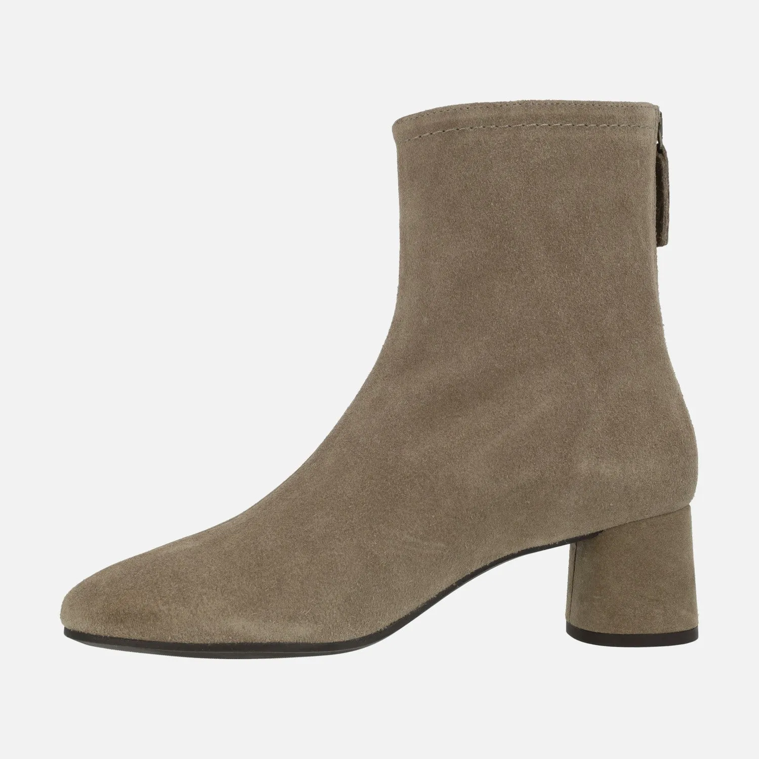 Botines de tacón medio en piel serraje Doha