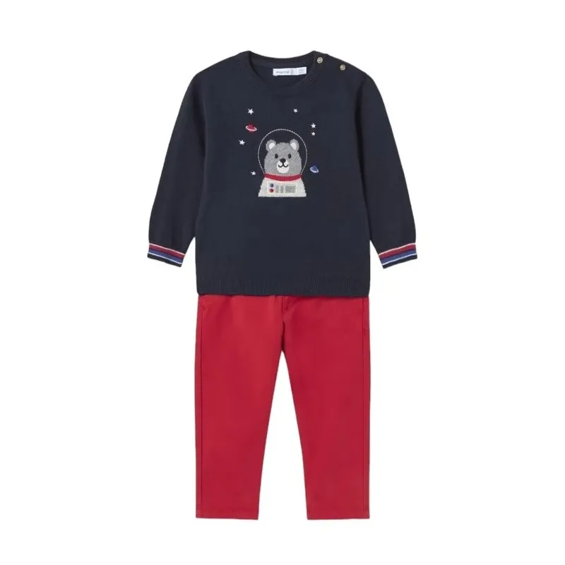 Conjunto jersey y pantalón bebé MAYORAL Rojo