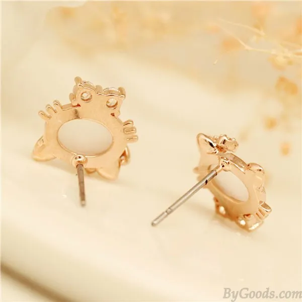 Cute Jewelry Opal Lovely Kitten Diamond Earrings