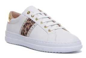 Geox Pontoise Zapatillas de deporte transpirables de piel para mujer en blanco
