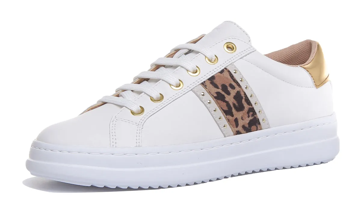 Geox Pontoise Zapatillas de deporte transpirables de piel para mujer en blanco