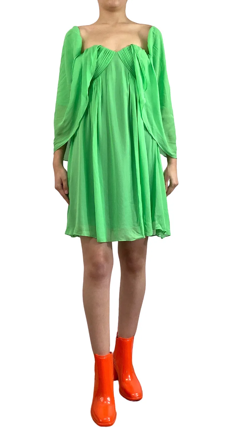 IORANE Vestido Verde Fruncido