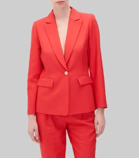 Julio Blazer Rojo De Lino Corte Frances Mujer