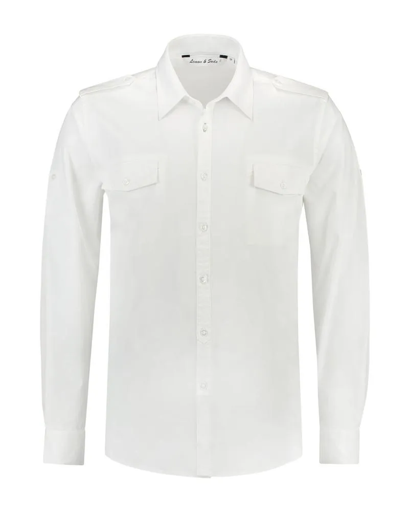 Lemon & Soda LEM3915 - Camisa Sarga para -Enl paral - Blanco