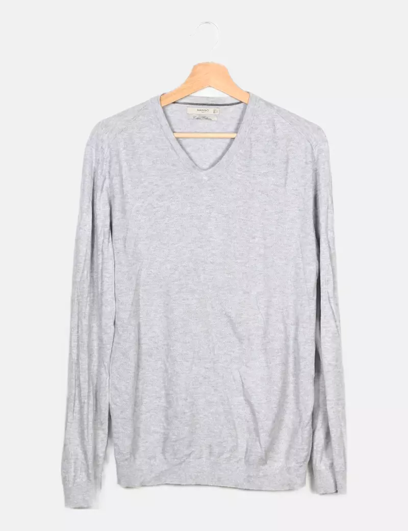 Mango Jersey gris punto fino