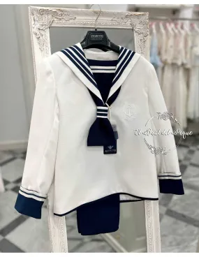 Marinero Comunión Niño Blanco y Marino Amaretto