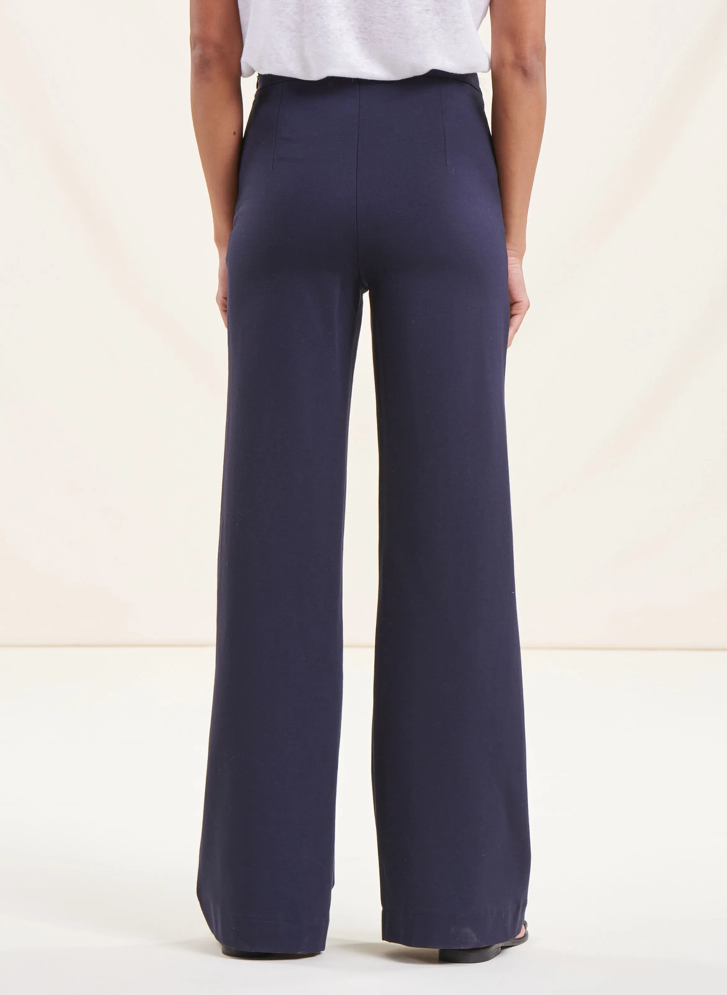 Pantalón ancho de talle alto en azul