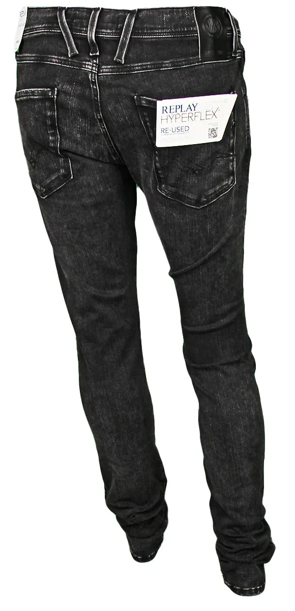 Replay Anbass 34L Vaqueros slim reutilizados Hyperflex para hombre en océano azul