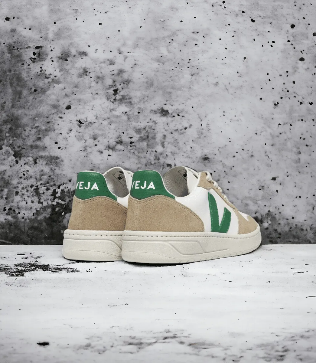 Veja – Zapatillas V-10 chromefree leather white emeraude Sahara