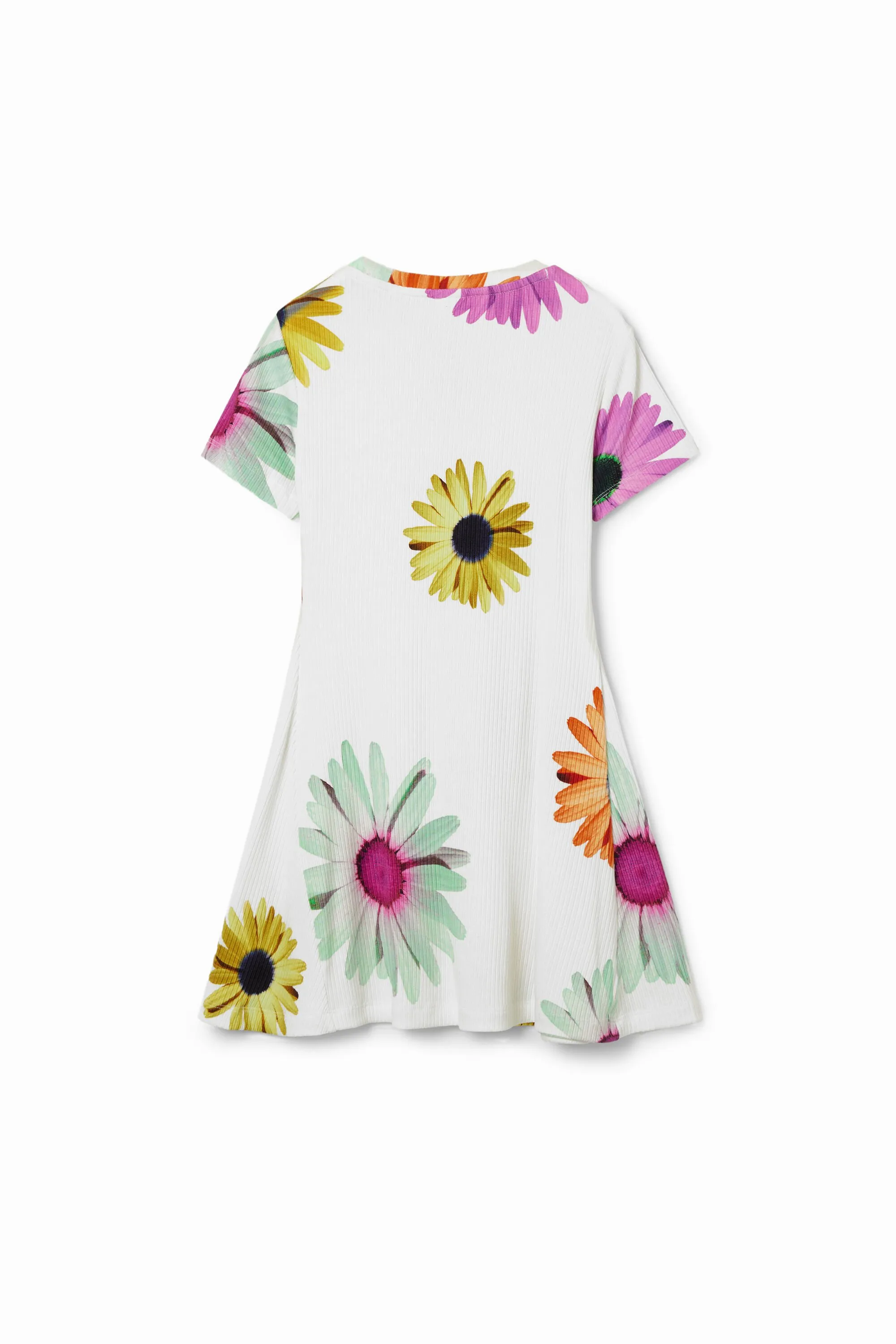 Vestido corto canalé margaritas