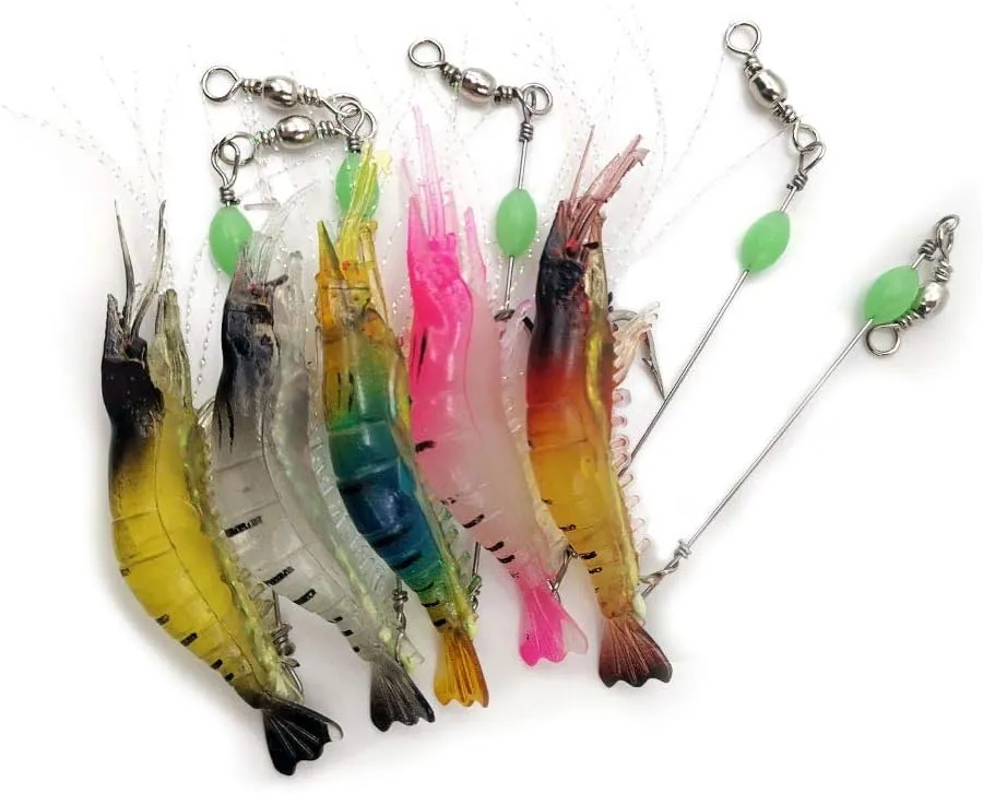 WJUAN 5 Piezas Cebo Camarón Artificial 9 cm/ 5 7 g Camarones Falsos con Anzuelo  Cebo Luminoso es Adecuado para la Pesca con Mos