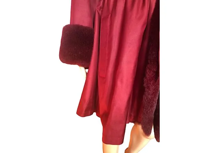 YVES SAINT LAURENT Abrigos T.fr 40 Piel Burdeos 